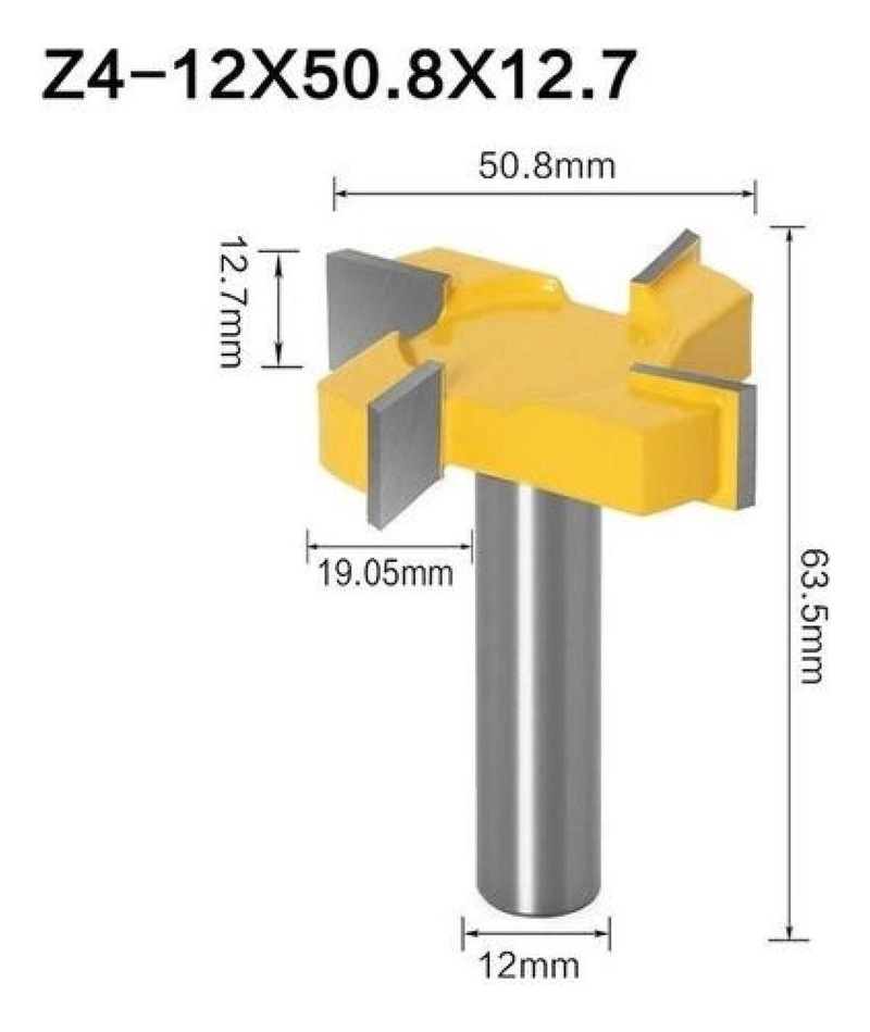 FRESA RANURADORA TIPO T DE 12MM 4 BORDES ROUTER CARPINTERIA - 5