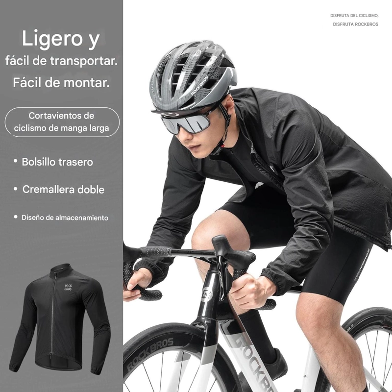 CORTAVIENTO CICLISMO ROCKBROS PLEGABLE ULTRA LIGERO HOMBRE - 4