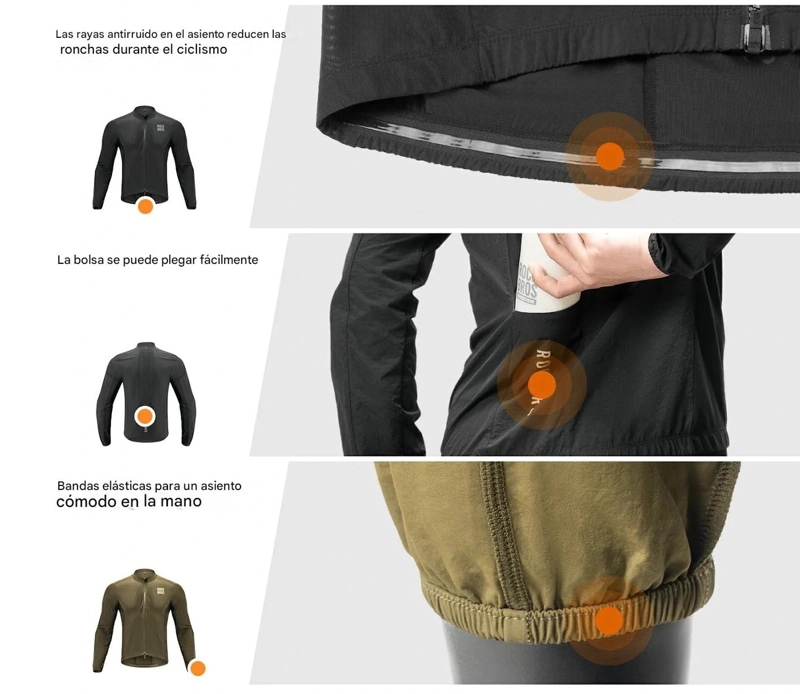 CORTAVIENTO CICLISMO ROCKBROS PLEGABLE ULTRA LIGERO HOMBRE - 9