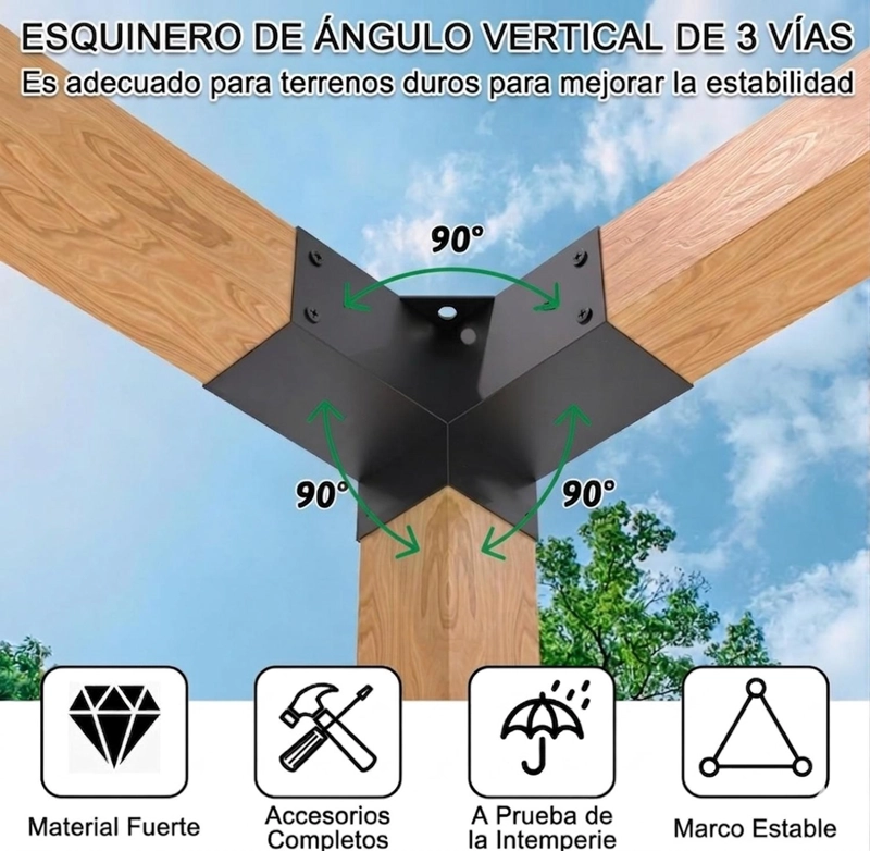 KIT SOPORTES PARA PERGOLA MADERA 4X4 ESQUINAS Y BASES - 5
