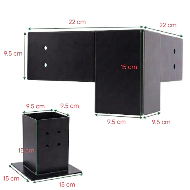 KIT SOPORTES PARA PERGOLA MADERA 4X4 ESQUINAS Y BASES - 6