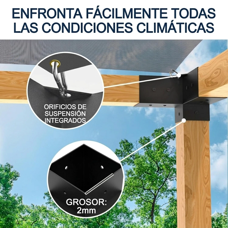 KIT SOPORTES PARA PERGOLA MADERA 4X4 ESQUINAS Y BASES - 7