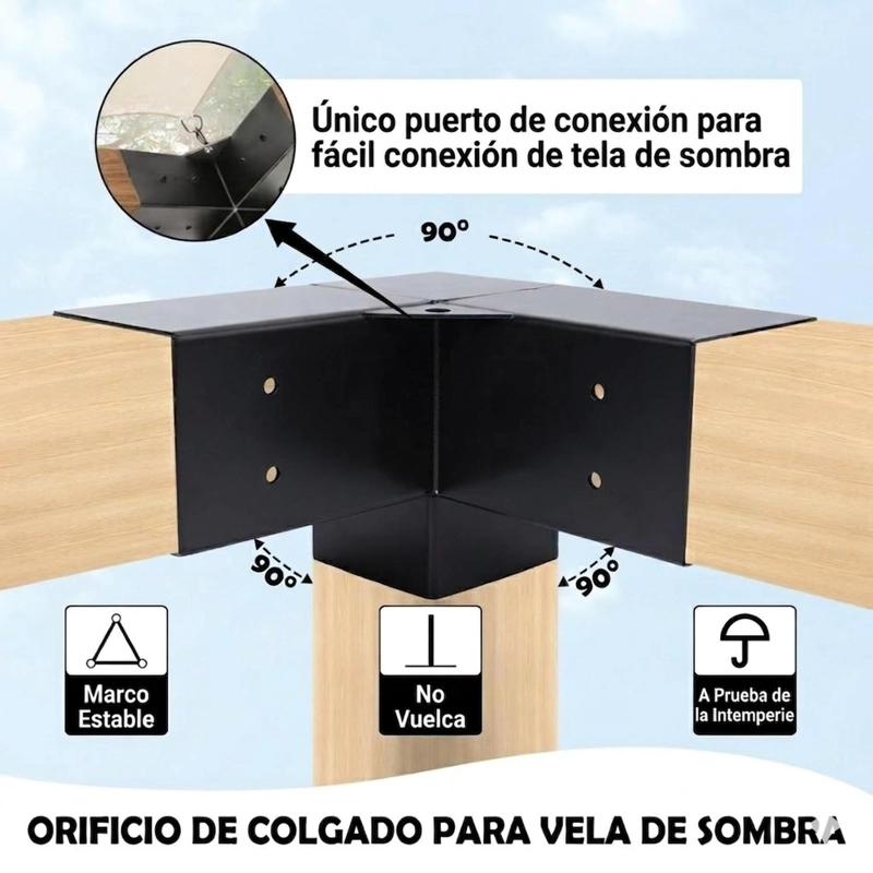 KIT SOPORTES PARA PERGOLA MADERA 4X4 ESQUINAS Y BASES - 8
