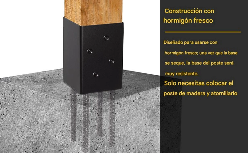 SOPORTE PE RGOLA METALICO PARA POSTE EN HORMIGON FRESCO CERCO - 6