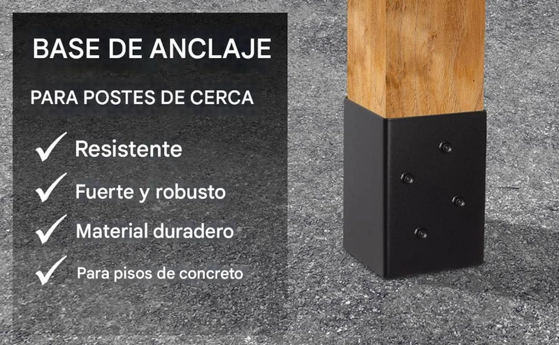SOPORTE PE RGOLA METALICO PARA POSTE EN HORMIGON FRESCO CERCO - 8