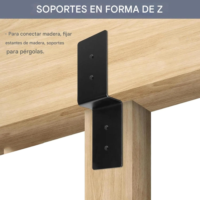 SOPORTE METALICO Z CONECTOR MADERA VIGA PE RGOLA 6 PULGADAS - 6