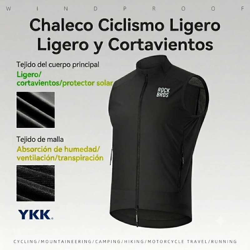 CHALECO CORTAVIENTOS CICLISMO ROCKBROS SIN MANGA RESPIRABLE - 4