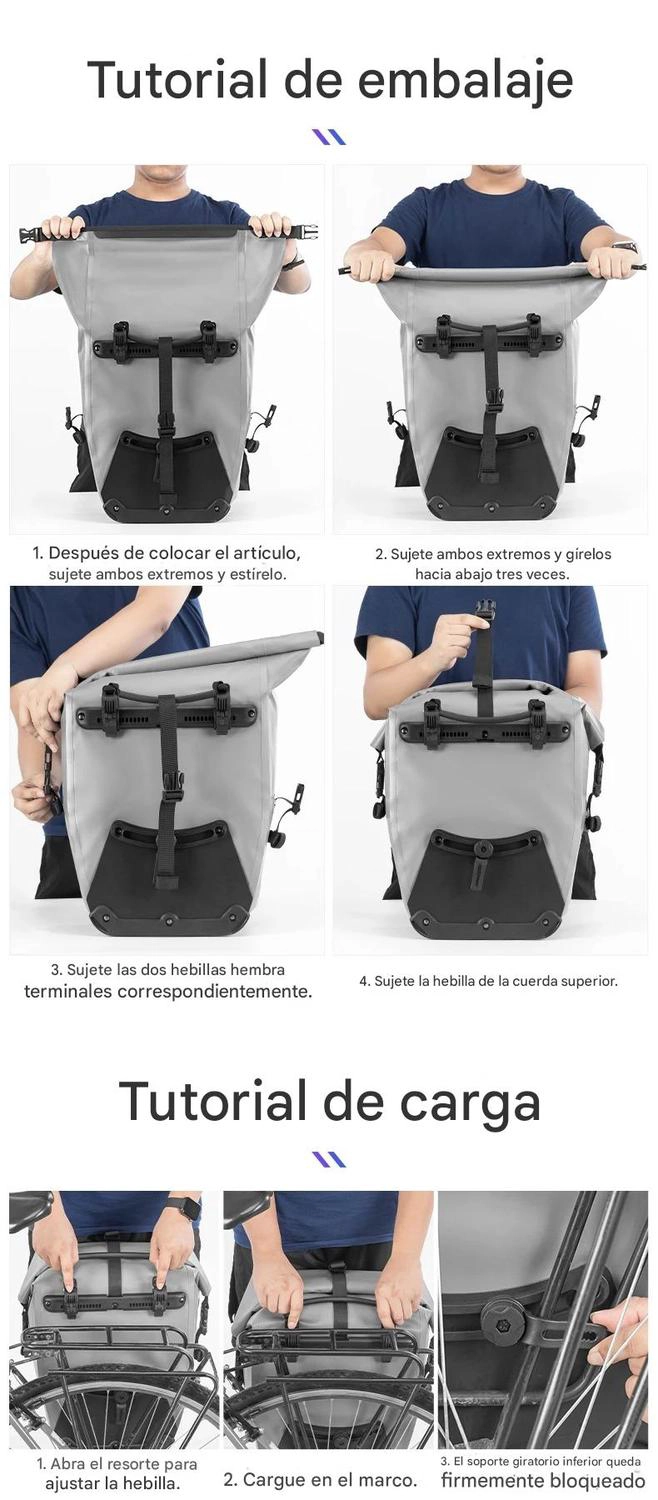 ALFORJA BICICLETA ROCKBROS IMPERMEABLE TRASERA 25L - 9