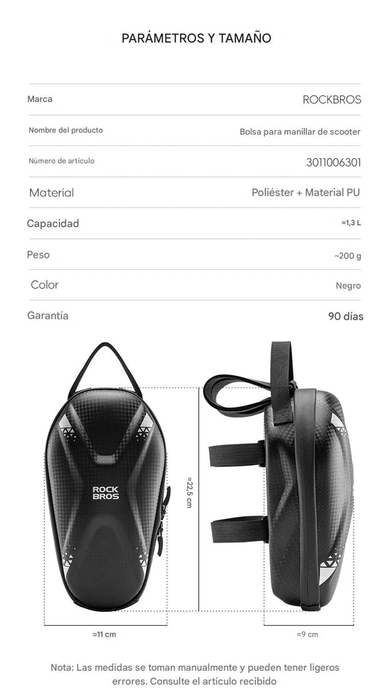 BOLSO MANUBRIO SCOOTER BICICLETA ROCKBROS IMPERMEABLE 1.3L - 8