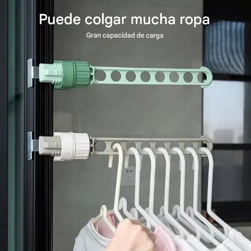 TENDEDERO COLGADOR ROPA AJUSTABLE 8 AGUJEROS PARA VENTANA BLANCO - 3