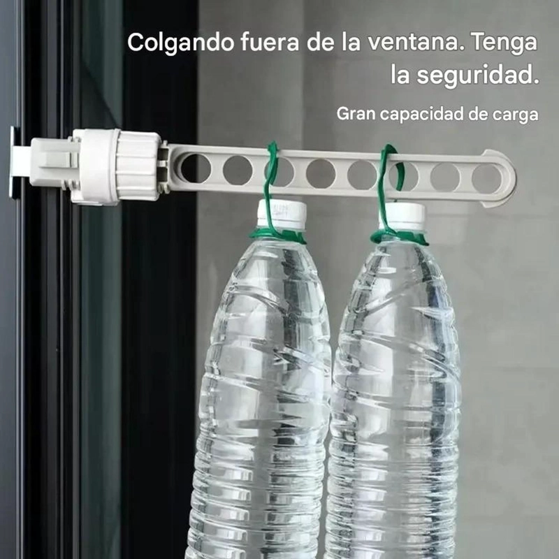 TENDEDERO COLGADOR ROPA AJUSTABLE 8 AGUJEROS PARA VENTANA BLANCO - 4