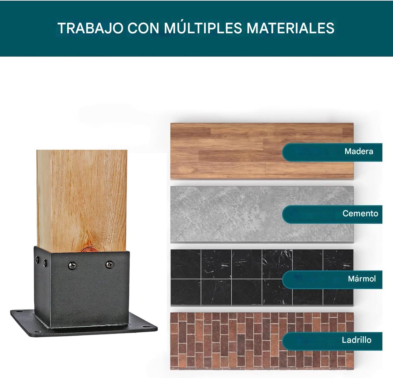 BASE DE SOPORTE PARA POSTE MADERA 4X4 METALICA TERRAZA - 3