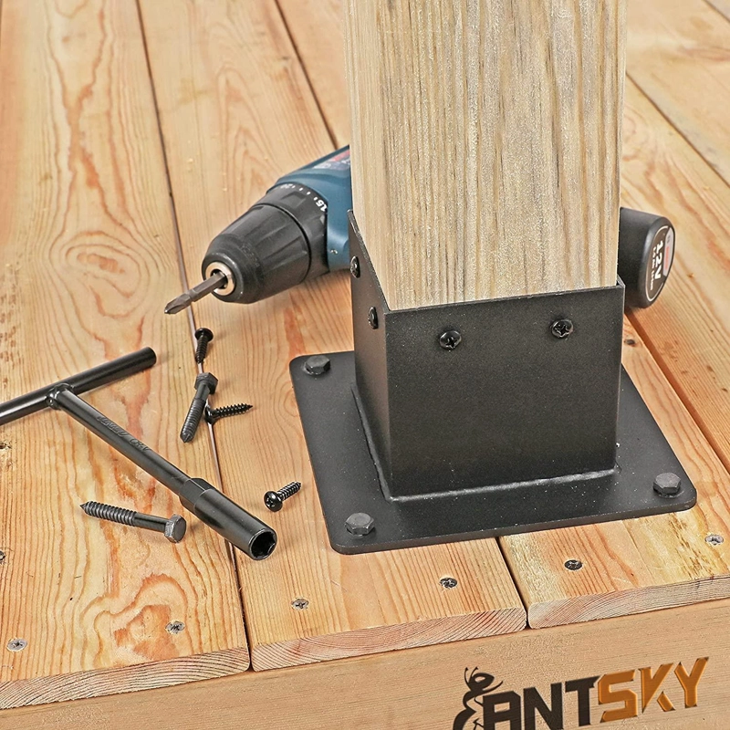 BASE DE SOPORTE PARA POSTE MADERA 4X4 METALICA TERRAZA - 7