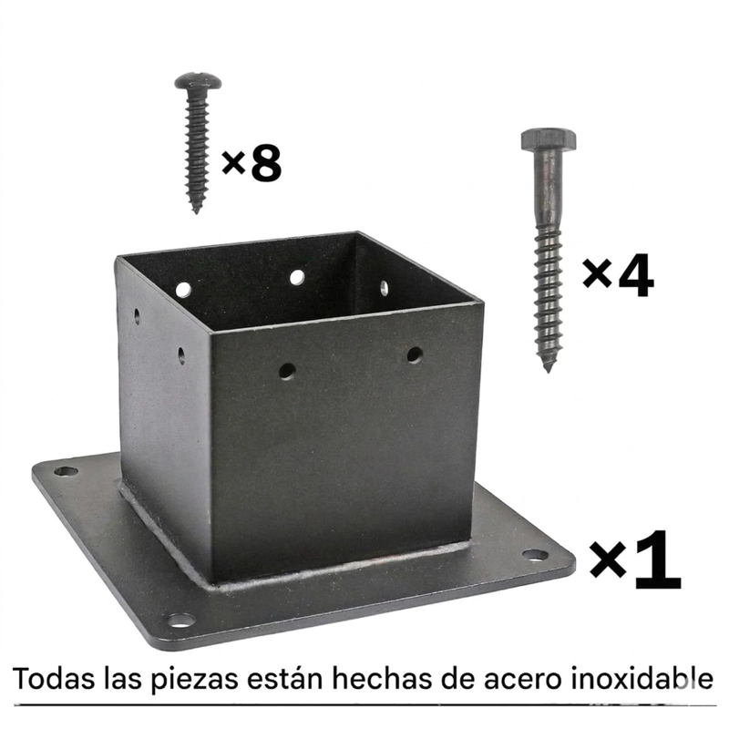 BASE DE SOPORTE PARA POSTE MADERA 4X4 METALICA TERRAZA - 8