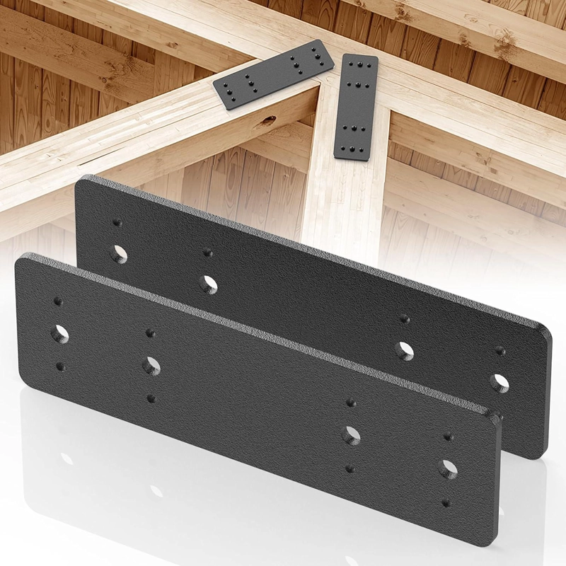 PLACA UNIÓN RECTA ACERO NEGRA VIGAS MADERA PÉRGOLA 25.4CM X2 - 1