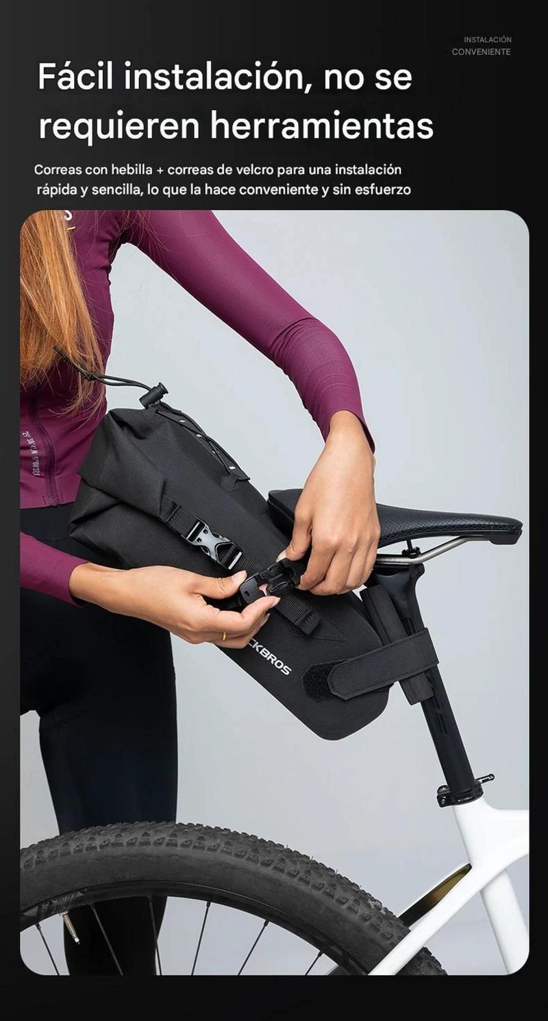 BOLSO ASIENTO BICICLETA ROCKBROS IMPERMEABLE 3L EXPANDIBLE - 4
