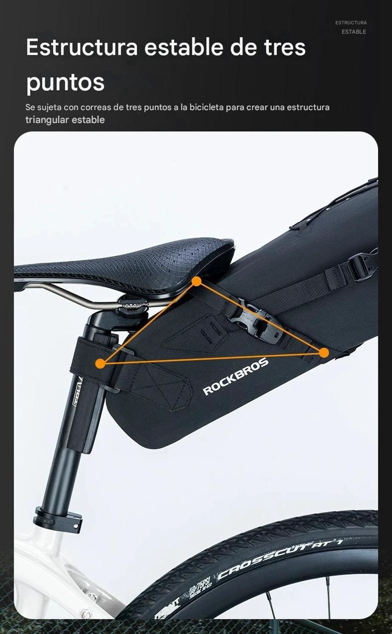 BOLSO ASIENTO BICICLETA ROCKBROS IMPERMEABLE 3L EXPANDIBLE - 7