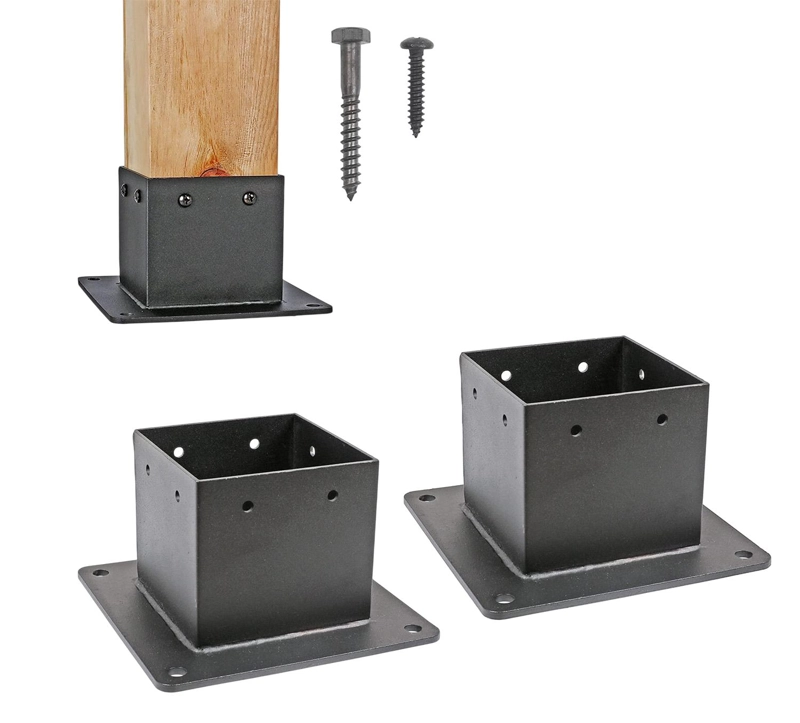 PACK 2 BASES SOPORTE METALICO PARA POSTE PE RGOLA 4X4 (91MM) - 1