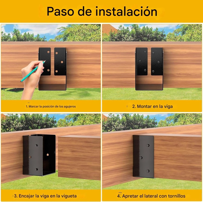 SOPORTE OCULTO VIGA PE RGOLA ACERO 2X4 PULGADAS - 3