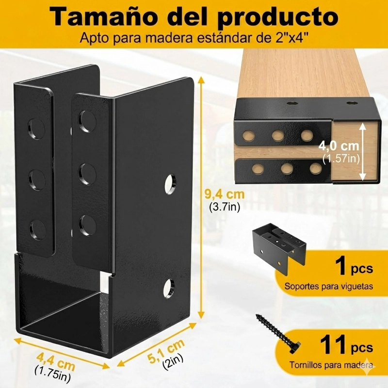 SOPORTE OCULTO VIGA PE RGOLA ACERO 2X4 PULGADAS - 5