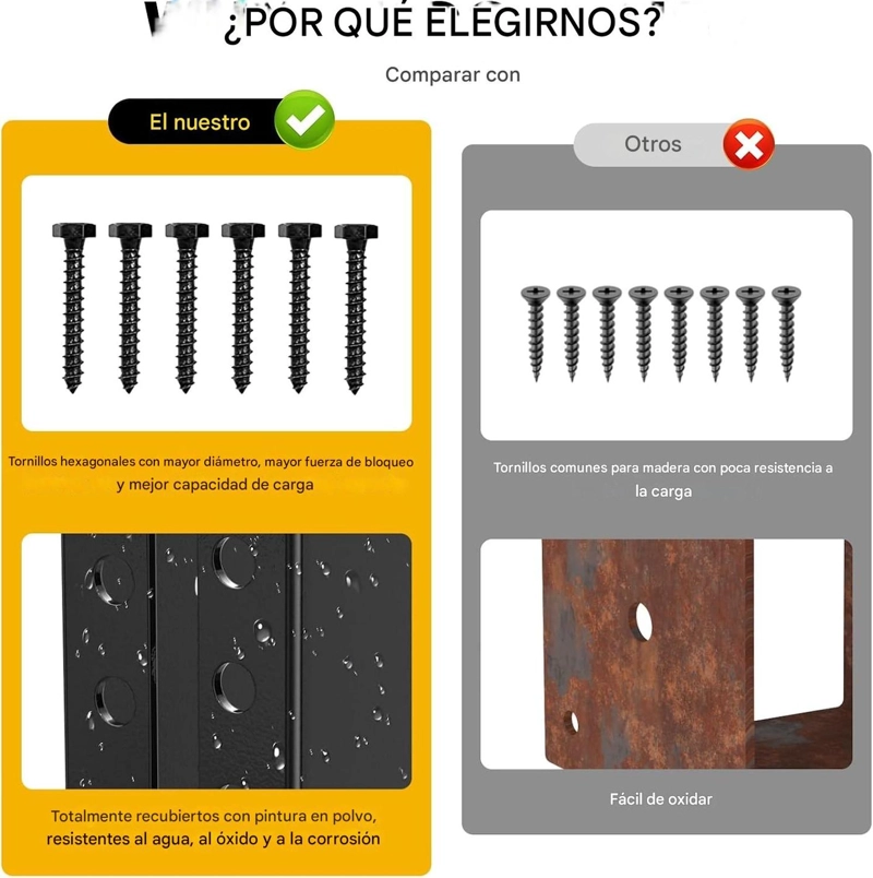 SOPORTE OCULTO VIGA PE RGOLA ACERO 2X4 PULGADAS - 6