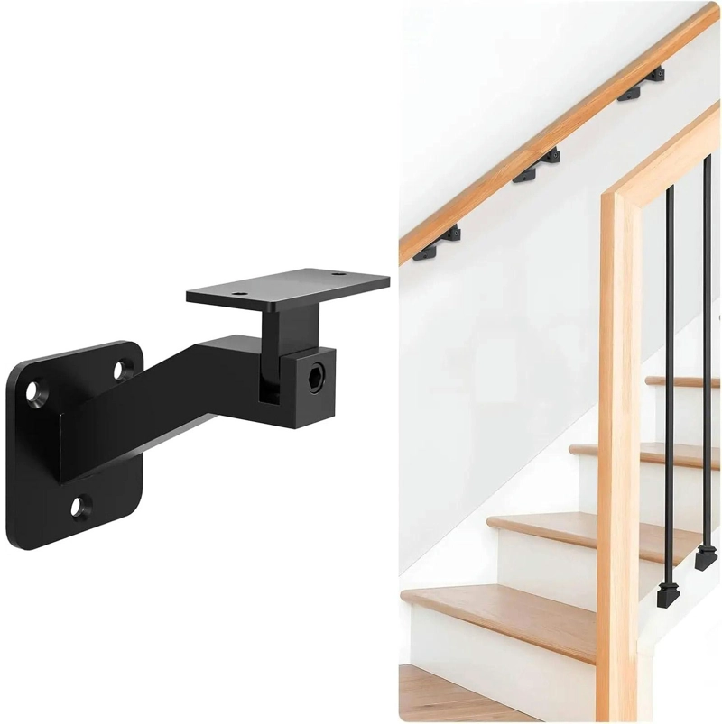 SOPORTE PASAMANOS DE ESCALERA AJUSTABLE METALICO NEGRO - 1