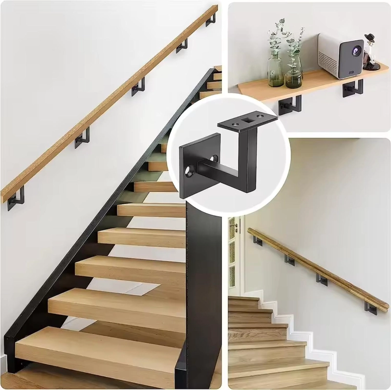 SOPORTE PASAMANOS DE ESCALERA AJUSTABLE METALICO NEGRO - 2