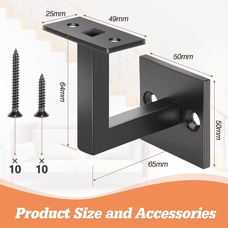 SOPORTE PASAMANOS DE ESCALERA AJUSTABLE METALICO NEGRO - 6