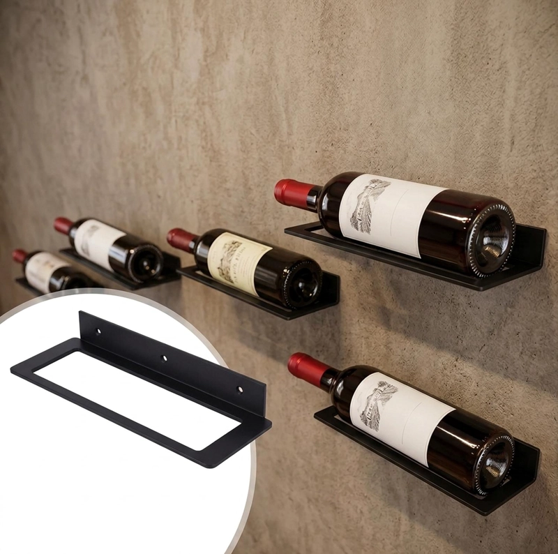 SOPORTE MURO BOTELLA DE VINO RACK METALICO CAVA FLOTANTE - 6