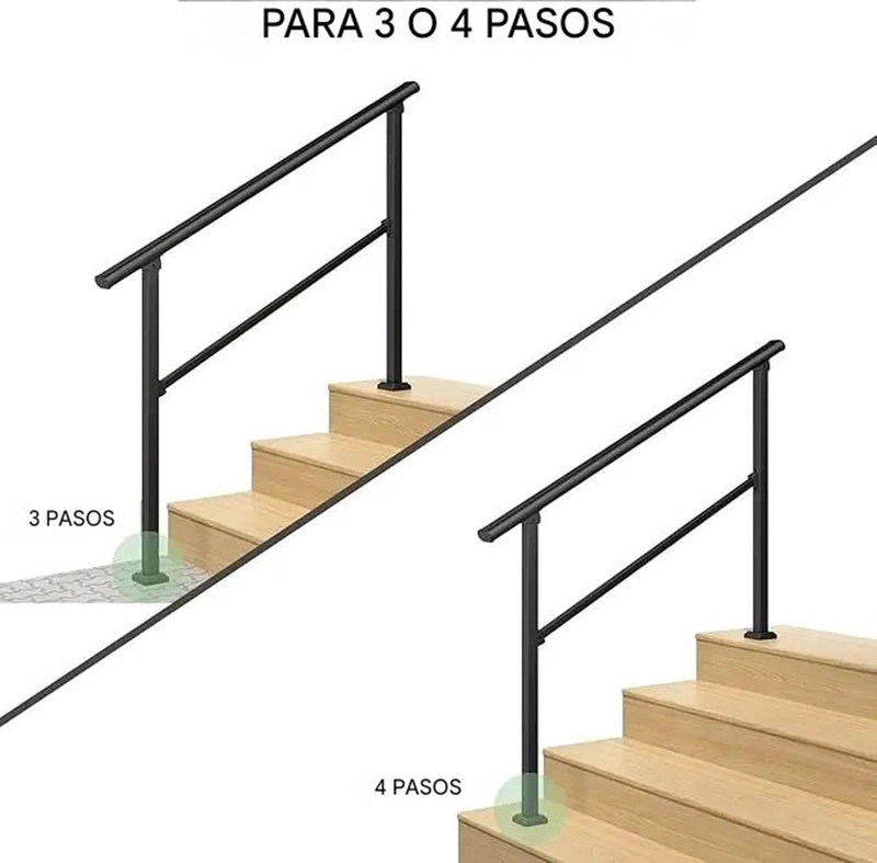 BARANDA ESCALERA AJUSTABLE 3 A 4 PELDAÑOS ACERO EXTERIOR - 7