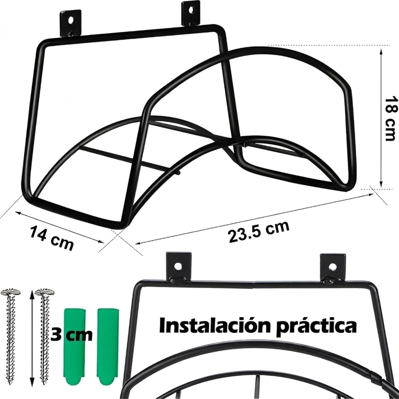 SOPORTE PORTAMANGUERA PARED METALICO ORGANIZADOR JARDIN - 3
