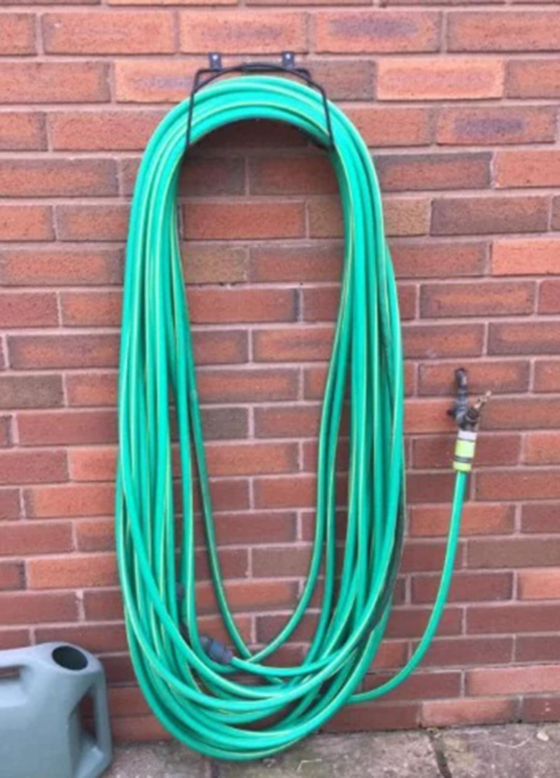 SOPORTE PORTAMANGUERA PARED METALICO ORGANIZADOR JARDIN - 6