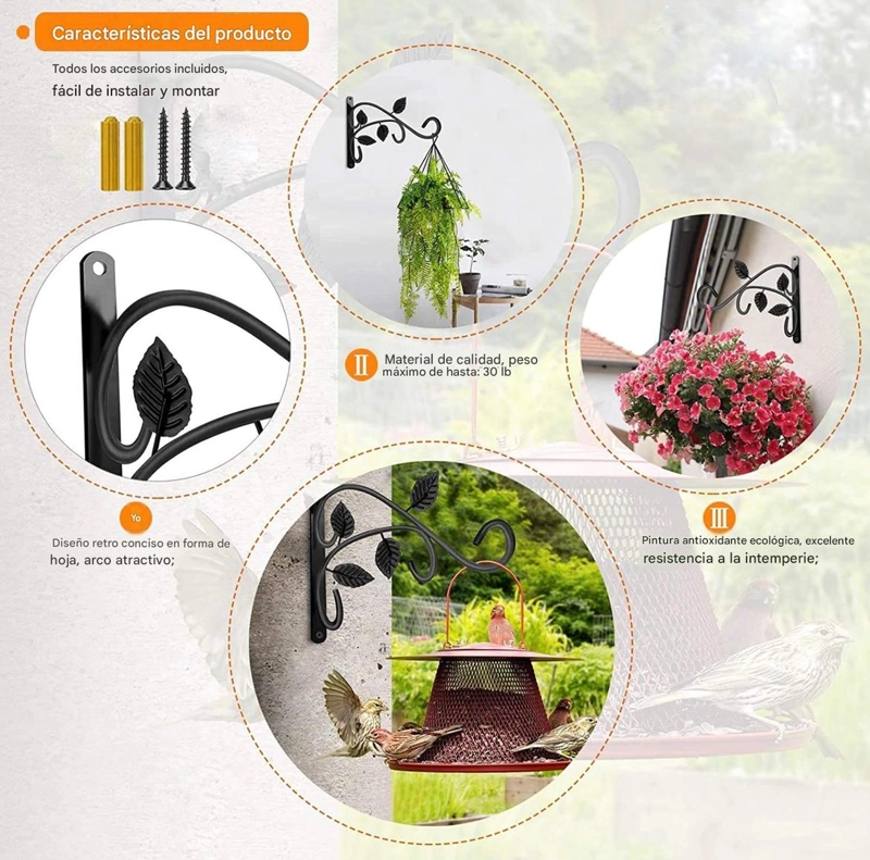 SOPORTE COLGANTE PLANTAS METAL MACETERO EXTERIOR JARDIN - 7