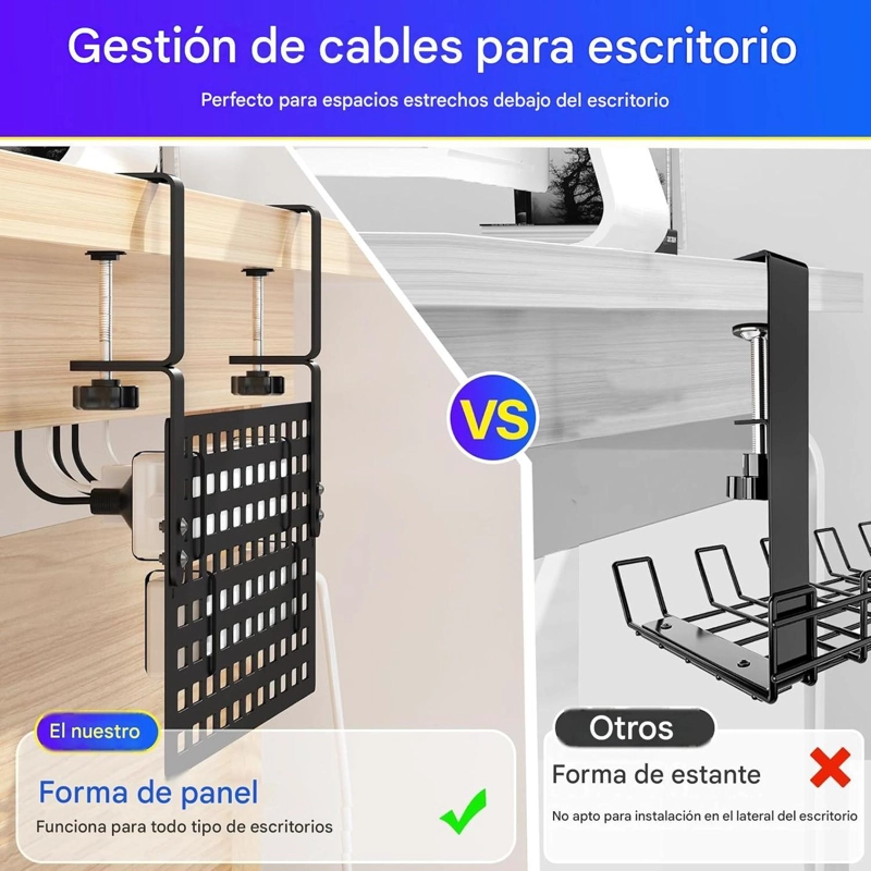 ORGANIZADOR CABLES ESCRITORIO CANASTILLO PASACABLES PRENSA - 8