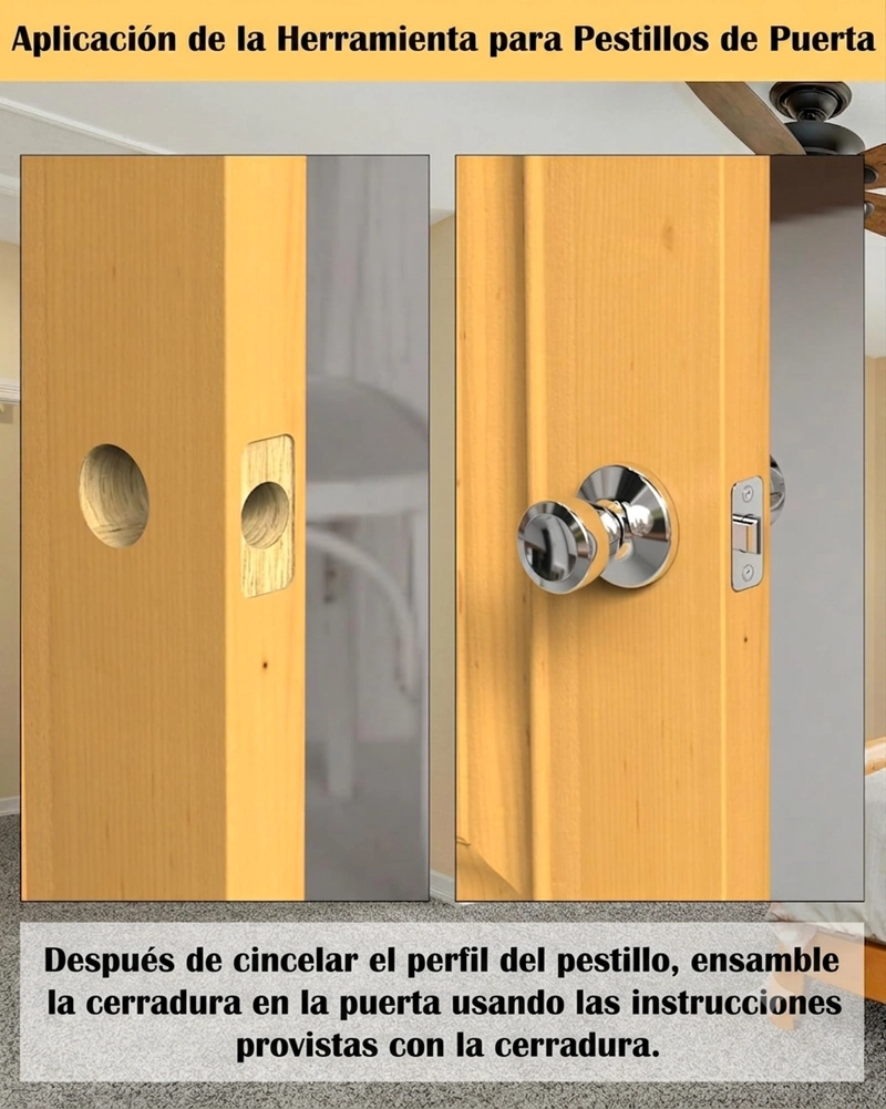 PLANTILLA GUIA CINCELADO PESTILLO CERRADURA PUERTA MADERA - 3