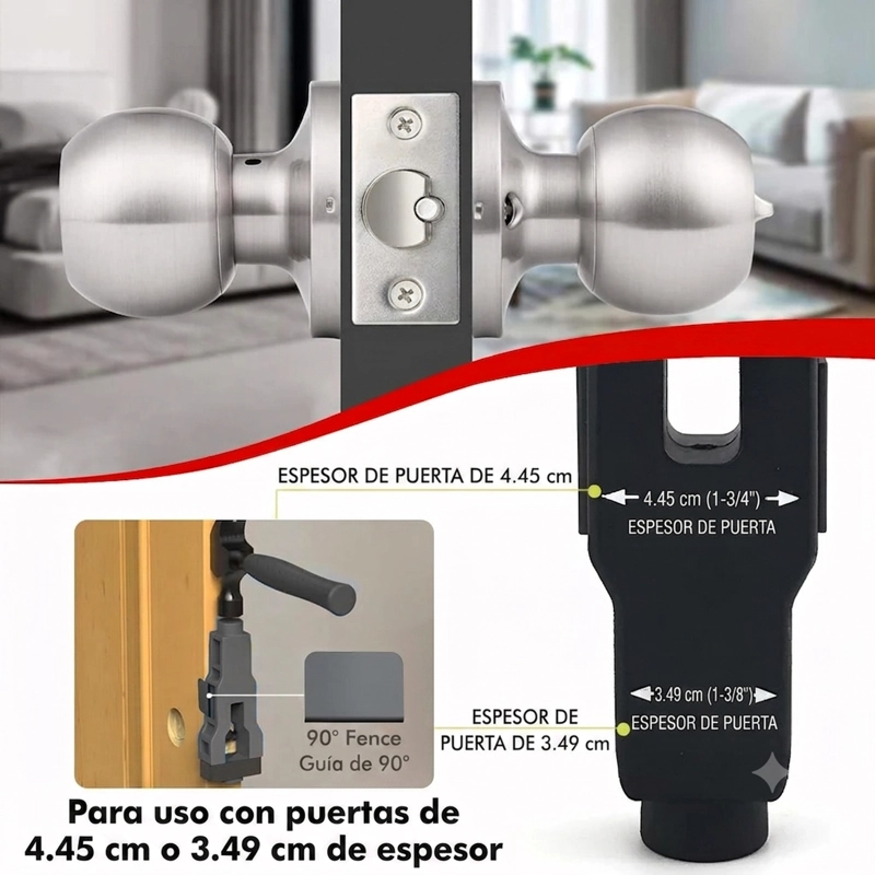 PLANTILLA GUIA CINCELADO PESTILLO CERRADURA PUERTA MADERA - 4