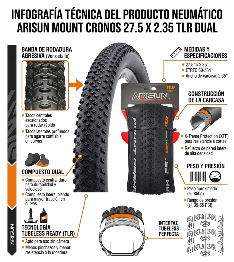NEUMATICO ARISUN 27.5X2.35 TR RSD+ MOUNT CRONOS MTB - 3
