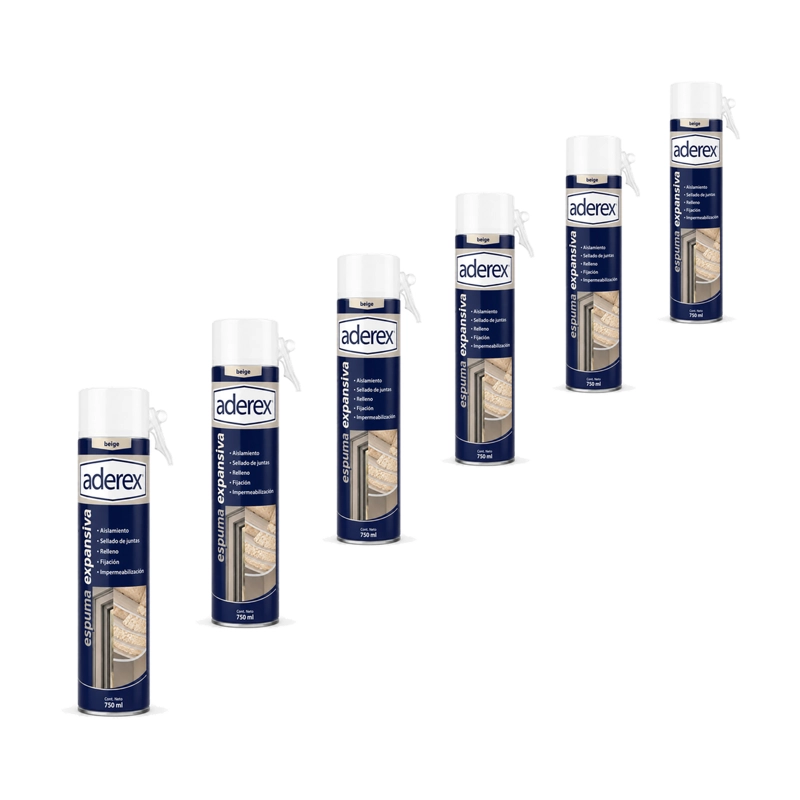 PACK 6 ESPUMA EXPANSIVA ADEREX 750ML CON APLICADOR - 1
