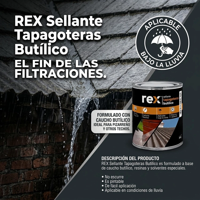 PACK 3 SELLANTE TAPAGOTERAS BUTILICO REX 200G TECHUMBRES - 3