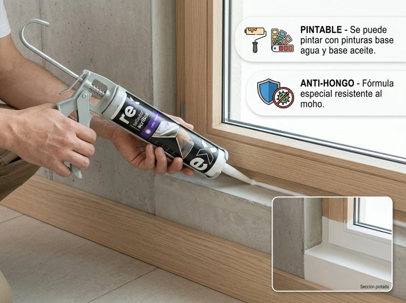 REX SELLADOR ACRILICO BLANCO 300ML PINTABLE ANTIHONGO - 2