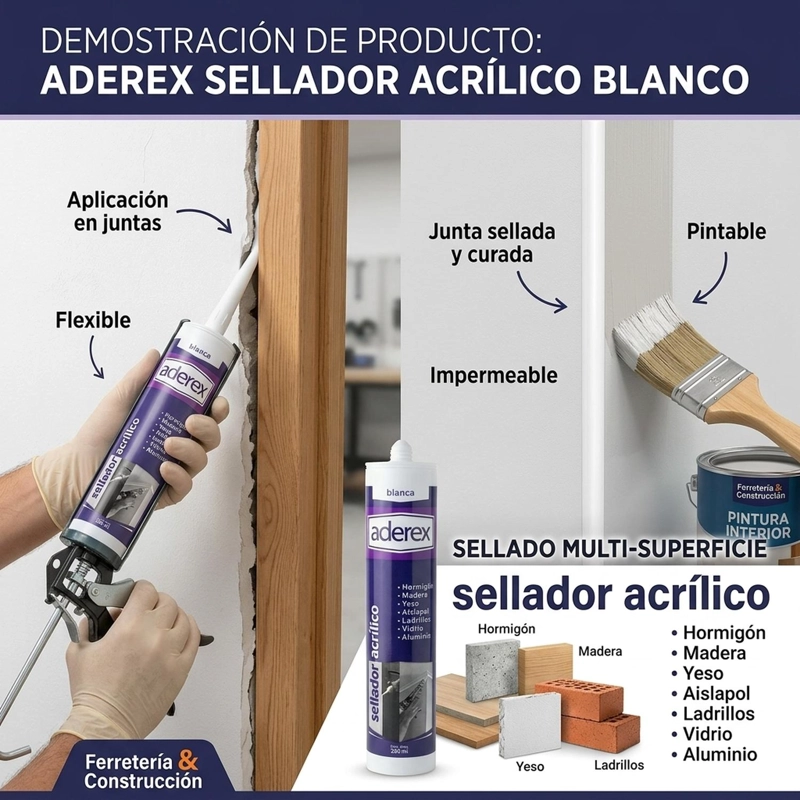 PACK 12 ADEREX SELLADOR ACRILICO BLANCO 280ML PINTABLE - 3