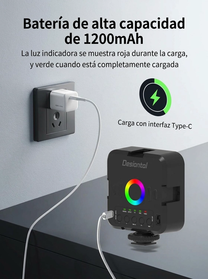 MINI LUZ LED RGB W70 DESIONTAL RECARGABLE FOTOGRAFIA VIDEO - 4