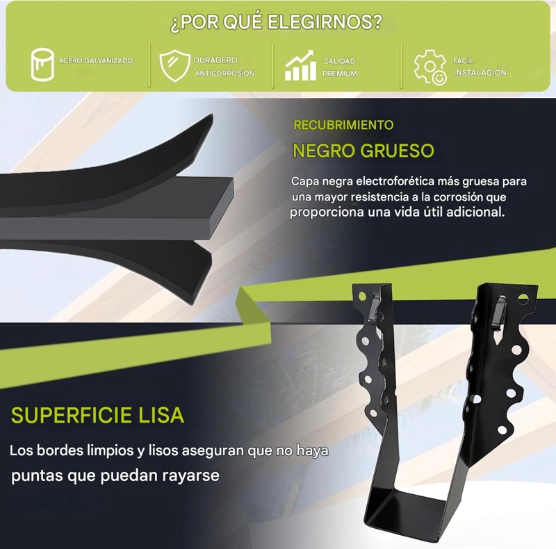 SOPORTE FIJACION VIGA MADERA GALVANIZADO 2X4 JOIST HANGER - 2