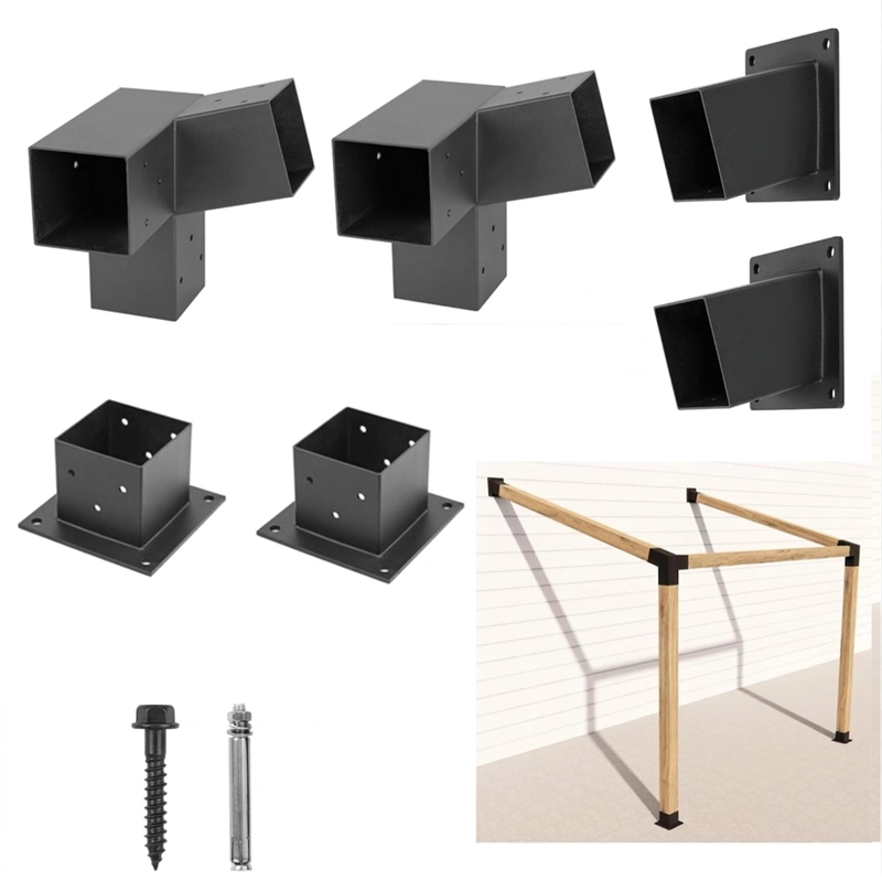 KIT SOPORTES PE RGOLA 3 VIAS 9X9CM ACERO INCLINADO 15 GRADOS - 1