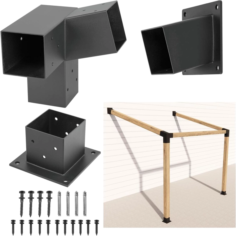 KIT SOPORTES PE RGOLA 3 VIAS 9X9CM ACERO INCLINADO 15 GRADOS - 8