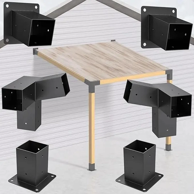 KIT SOPORTES PE RGOLA 3 VIAS 9X9CM ACERO INCLINADO 15 GRADOS - 9