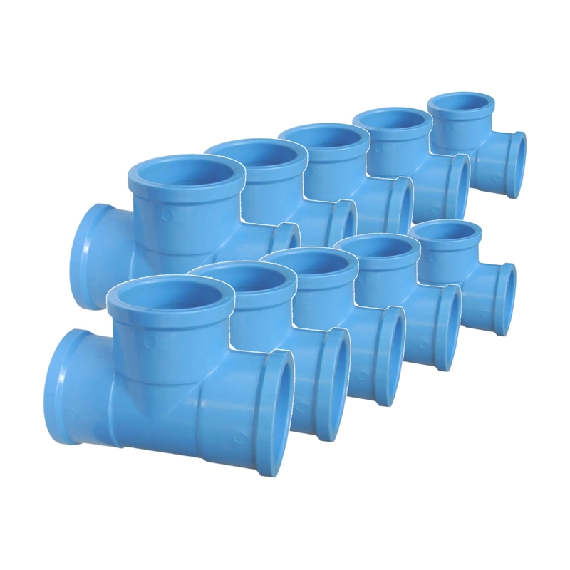 PACK 10 TEE PVC PRESION 40MM CELESTE PN10 CEMENTAR HOFFENS - 1