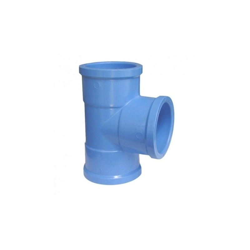 PACK 10 TEE PVC PRESION 40MM CELESTE PN10 CEMENTAR HOFFENS - 3