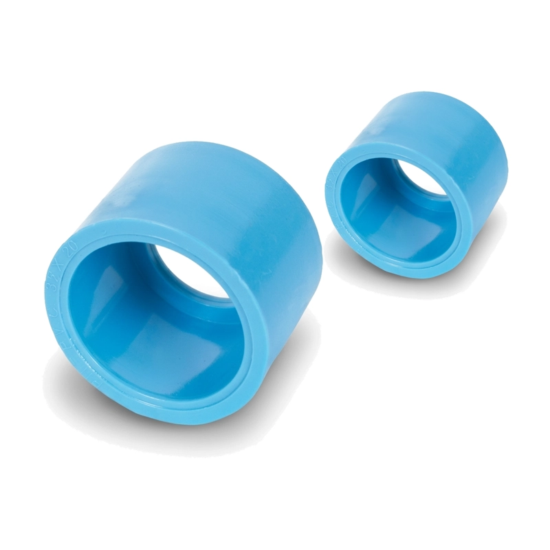 PACK 2 BUJE REDUCCION CORTO PVC 25X20MM PN10 CELESTE AGUA - 1
