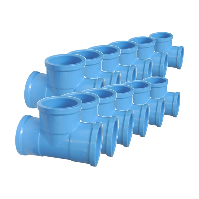 PACK 12 TEE PVC CELESTE 20MM PN10 UNION CEMENTAR AGUA - 1